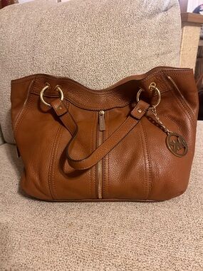 Michael Kors Brown Pebbled Leather Shoulder Tote (style: Moxley)